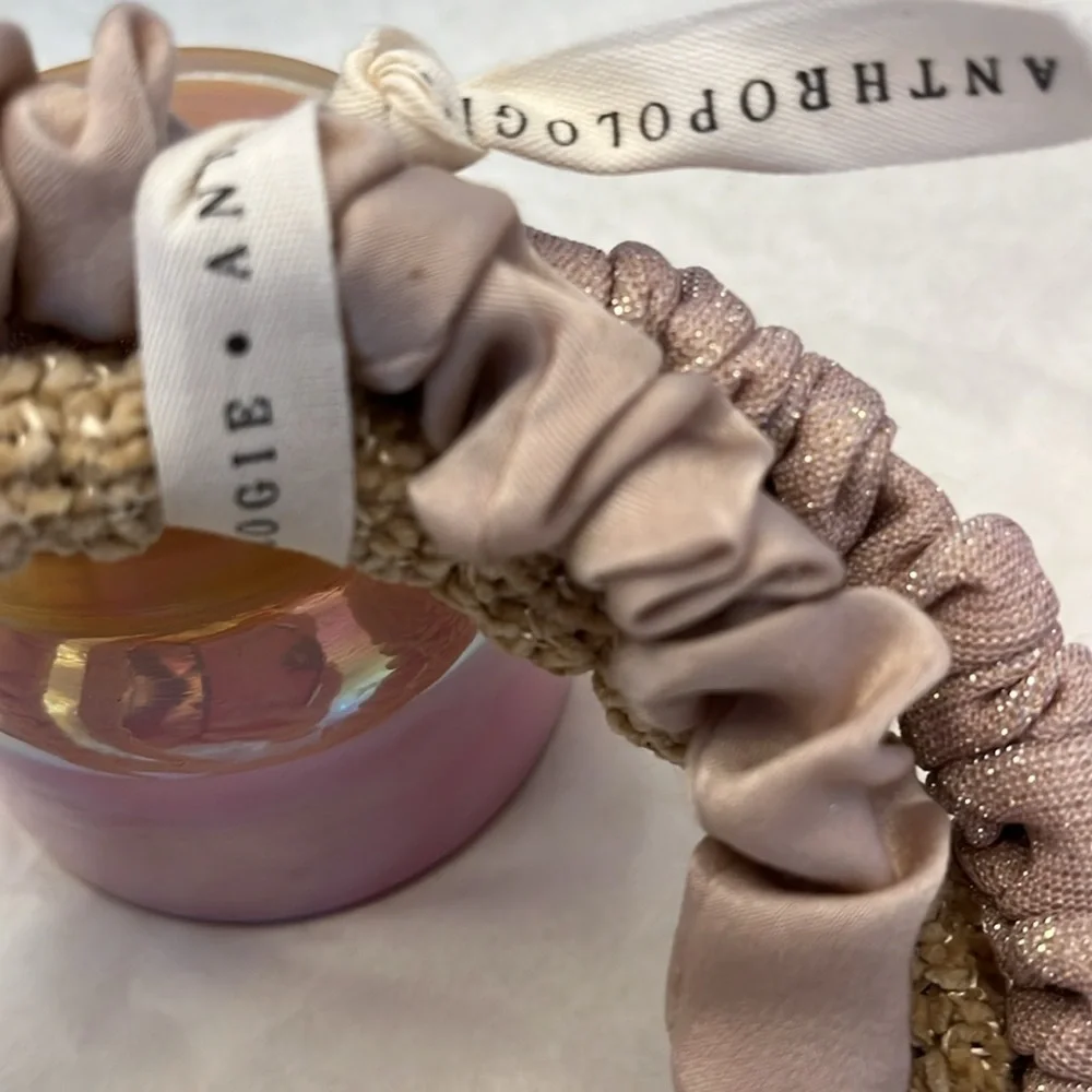 Anthropologie Elegant Beige and Pink Headband Set 3 New
